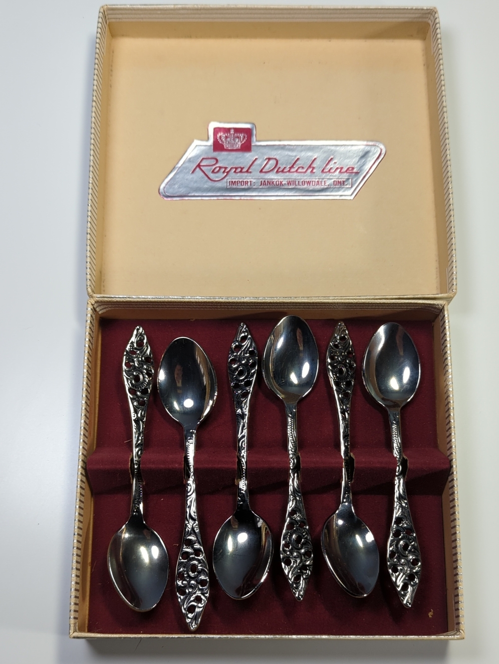 Silver-Tone Ornate Dessert Spoon Set - 6 Pieces, Silver